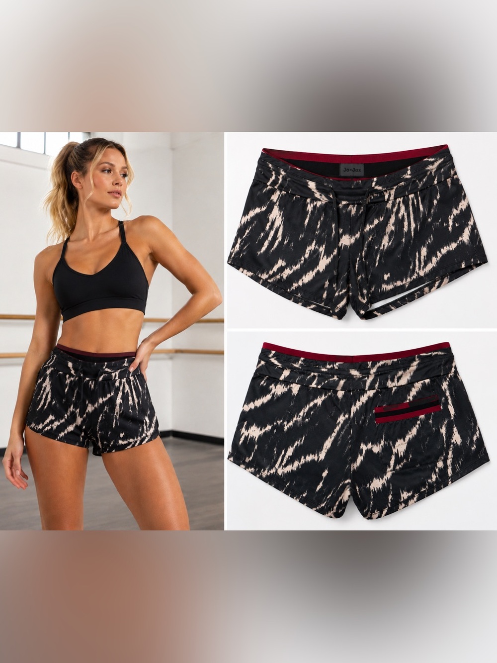Jo+Jax Motion Active Shorts Abstract Print Drawstring Adult Small